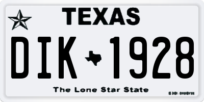 TX license plate DIK1928