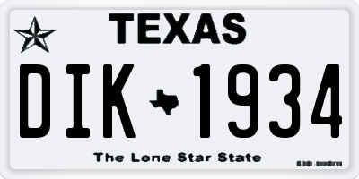 TX license plate DIK1934