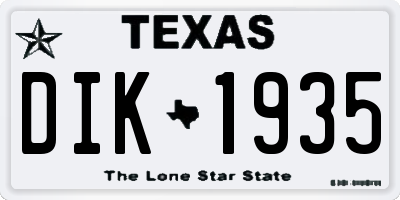 TX license plate DIK1935