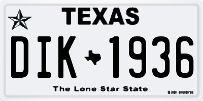 TX license plate DIK1936