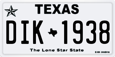 TX license plate DIK1938