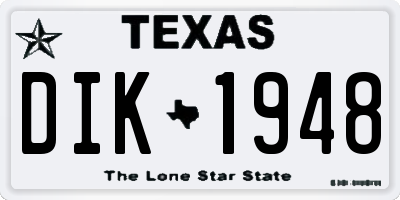 TX license plate DIK1948