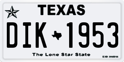 TX license plate DIK1953