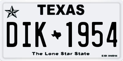 TX license plate DIK1954