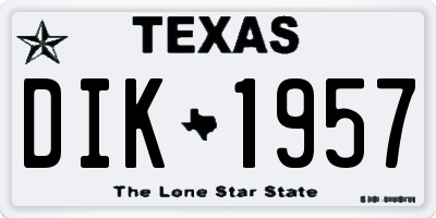 TX license plate DIK1957