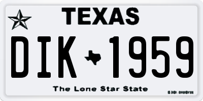 TX license plate DIK1959