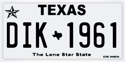 TX license plate DIK1961