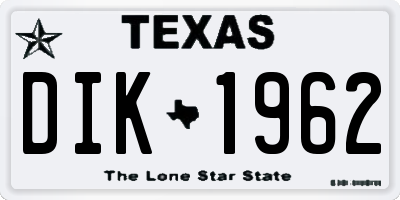 TX license plate DIK1962