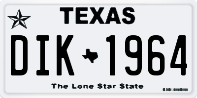 TX license plate DIK1964