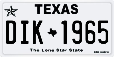 TX license plate DIK1965