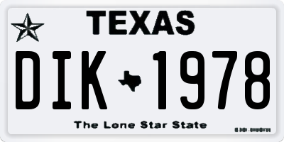 TX license plate DIK1978