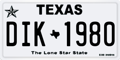 TX license plate DIK1980