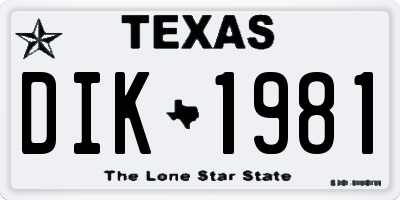 TX license plate DIK1981