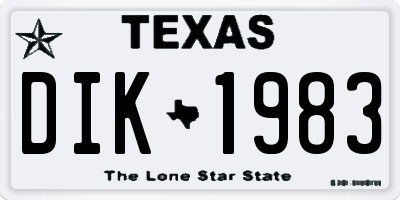 TX license plate DIK1983