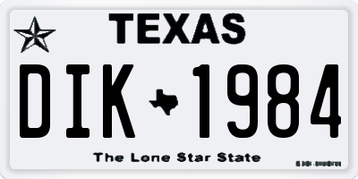 TX license plate DIK1984