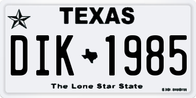 TX license plate DIK1985