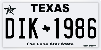 TX license plate DIK1986