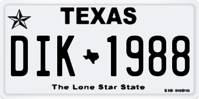 TX license plate DIK1988