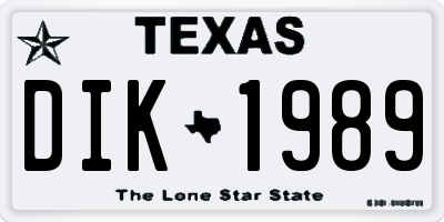 TX license plate DIK1989