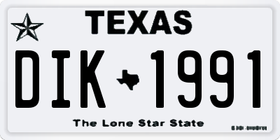 TX license plate DIK1991
