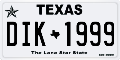 TX license plate DIK1999