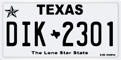 TX license plate DIK2301