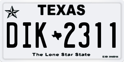 TX license plate DIK2311
