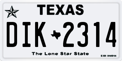 TX license plate DIK2314