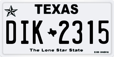 TX license plate DIK2315