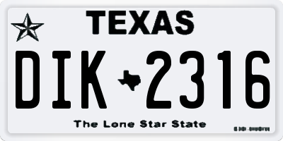 TX license plate DIK2316