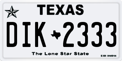 TX license plate DIK2333
