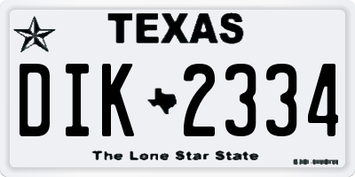 TX license plate DIK2334