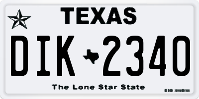TX license plate DIK2340