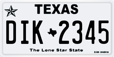 TX license plate DIK2345