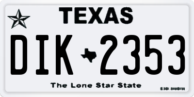TX license plate DIK2353
