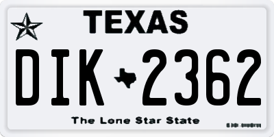 TX license plate DIK2362