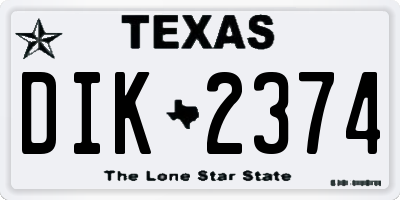 TX license plate DIK2374
