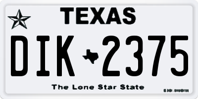 TX license plate DIK2375