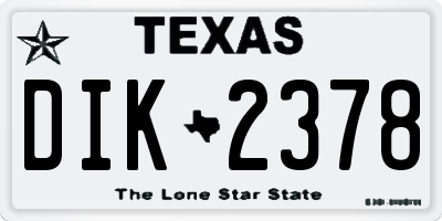 TX license plate DIK2378
