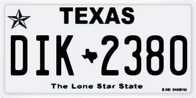 TX license plate DIK2380