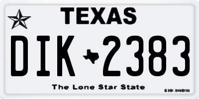 TX license plate DIK2383