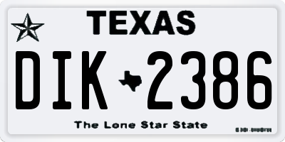 TX license plate DIK2386