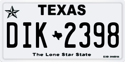 TX license plate DIK2398