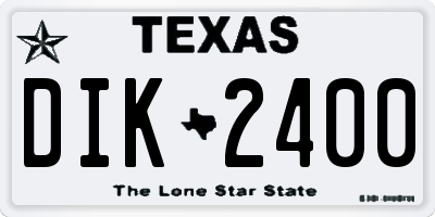 TX license plate DIK2400