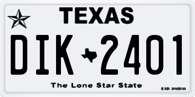 TX license plate DIK2401