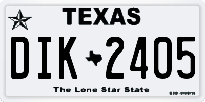TX license plate DIK2405