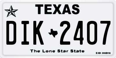 TX license plate DIK2407