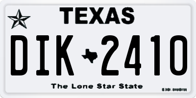 TX license plate DIK2410