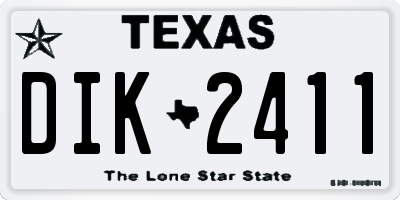 TX license plate DIK2411