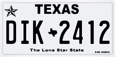 TX license plate DIK2412